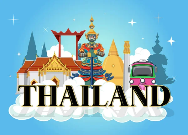 Thailand Iconic Tourism Attraction Background Illustration — Stock Vector