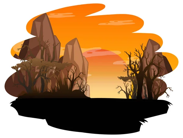 Isolierte Silhouette Savannenwald Illustration — Stockvektor
