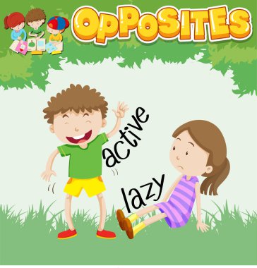 Sözler için aktif ve tembel illüstrasyon karşısında