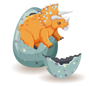 Triceratops yumurta illüstrasyonundan yumurtadan çıkıyor