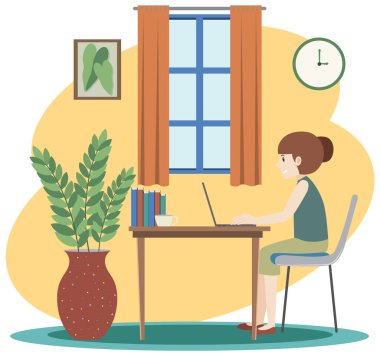 Ev tasarımında düz tasarım illüstrasyonunda çalış