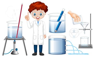 Bilim deneyi illüstrasyonu için gerekli ekipman