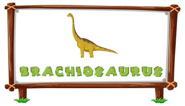 Resim içinde dinozorlar ve metin brachiosaurus tasarımı ile çerçeve şablonu
