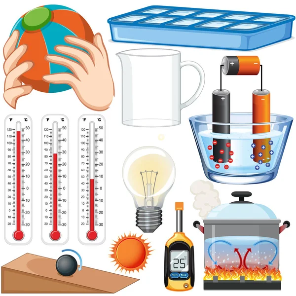 Science Equipments White Background Illustration — Stock Vector