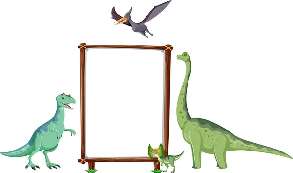 Znak Deska Dinosaurus Bílém Pozadí Ilustrace — Stockový vektor
