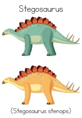 Turuncu ve yeşil renkli Stegosaurus çizimi