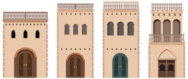 Teras illüstrasyonlu dört bina tasarımı