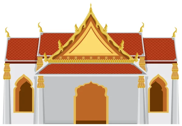 Тайский Храм Иллюстрацией Золотой Крыши — стоковый вектор