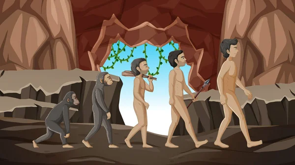 Etapów Ewolucji Człowieka Ilustracji Kreskówki — Wektor stockowy