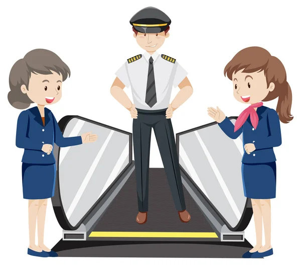 Hava ekipleri, hareket halindeki yürüyüş yolunun üzerinde duruyorlar.