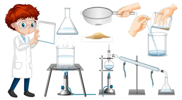 Set Equipment Needed Science Experiment Illustration — Stock Vector
