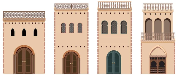 Vier Gebäude Mit Terrassenabbildung — Stockvektor