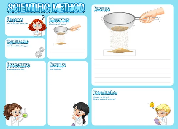 Wetenschappelijke Methode Werkblad Voor Kinderen Illustratie — Stockvector