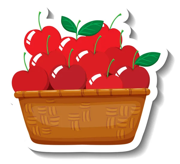 Pommes Rouges Dans Panier Sur Fond Blanc Illustration — Image vectorielle