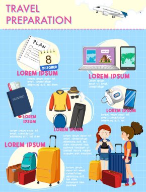 Seyahat hazırlama bilgisel tasarım çizimi