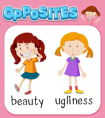 Sözler için güzellik ve çirkinlik illüstrasyon karşısında