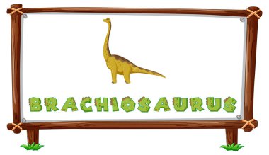Resim içinde dinozorlar ve metin brachiosaurus tasarımı ile çerçeve şablonu
