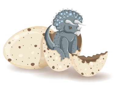 Triceratops yumurta illüstrasyonundan yumurtadan çıkıyor