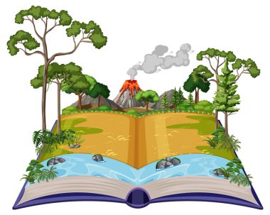 Yanardağ patlaması sahneli bir kitap.