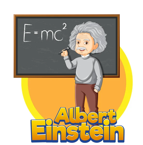 Retrato Albert Einstein Ilustración Estilo Dibujos Animados — Vector de stock