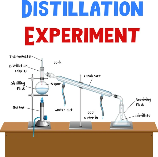 Vetenskapligt Experiment Med Destillation Illustration — Stock vektor