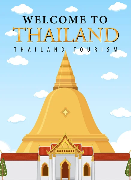 Resa Thailand Attraktion Och Landskap Tempel Ikon Illustration — Stock vektor