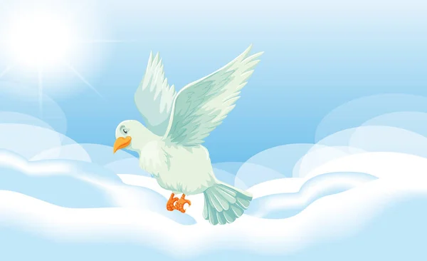 Pássaro Branco Voando Céu Ilustração — Vetor de Stock