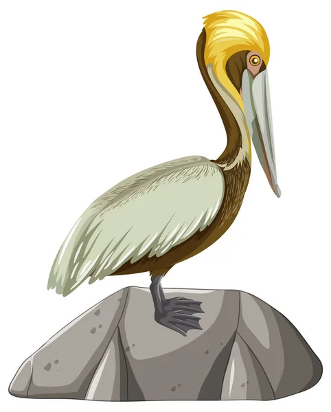 岩絵の上に立つ大きな鳥 — ストックベクタ
