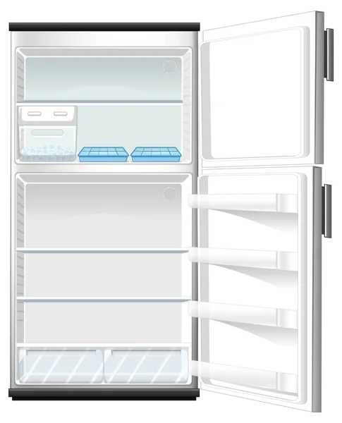 Kühlschrank Mit Geöffneter Tür Illustration — Stockvektor