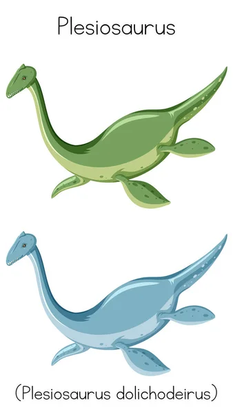 Plesiosaurus Dos Colores Ilustración — Vector de stock