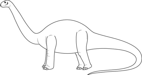 Apatosaurus Dinosaur Doodle Outline White Background Illustration — Stock Vector