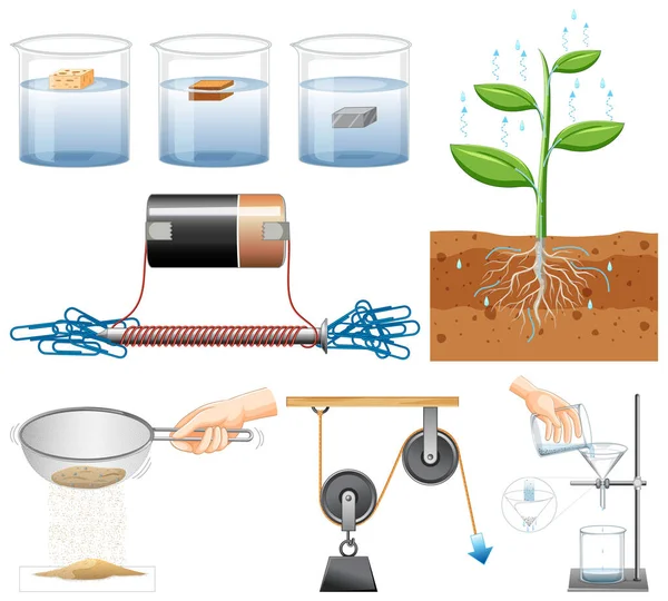 Set Equipment Needed Science Experiment Illustration — Stock Vector