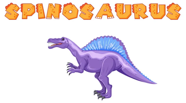 Projeto Wordcard Com Spinosaurus Roxo Ilustração — Vetor de Stock