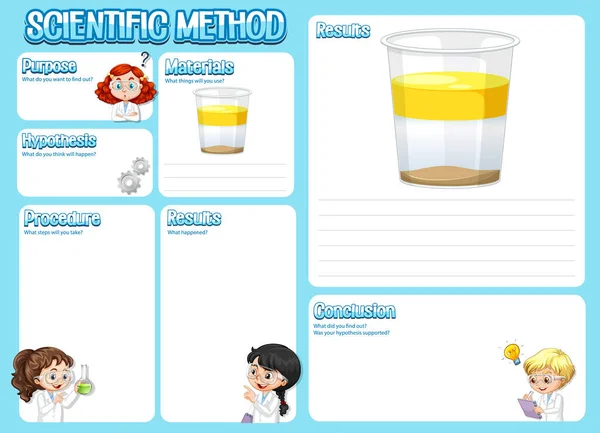 Wetenschappelijke Methode Werkblad Voor Kinderen Illustratie — Stockvector