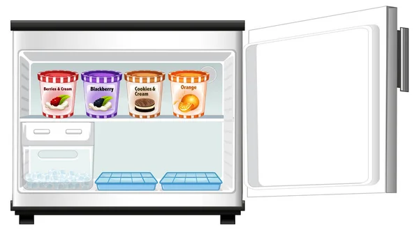 食べ物のイラストがたくさん冷蔵庫 — ストックベクタ