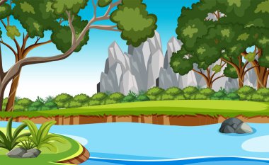Ağaçlı ve resimli doğa sahnesi