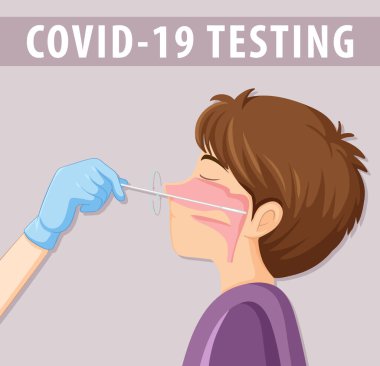 Antijen test kiti illüstrasyonu ile Covid 19 testi