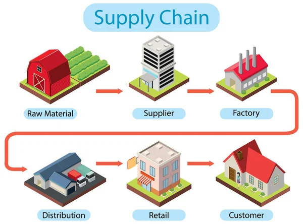 Diagrama Ilustração Gestão Cadeia Abastecimento — Vetor de Stock