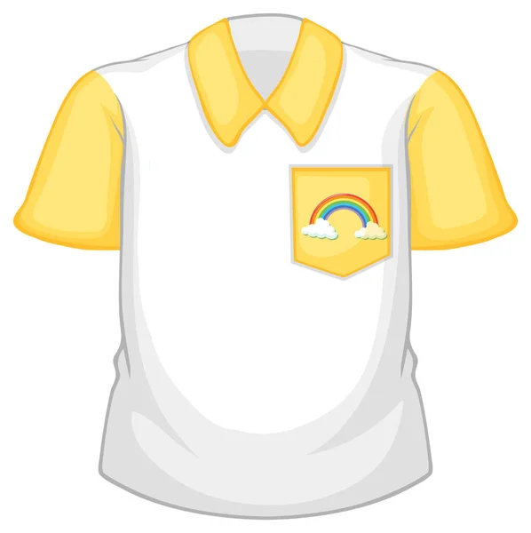 Camisa Blanca Con Mangas Amarillas Sobre Fondo Blanco Ilustración — Vector de stock