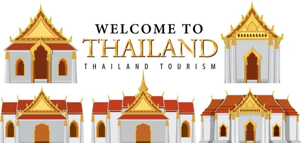 Tailandia Icónica Atracción Turística Fondo Ilustración — Vector de stock