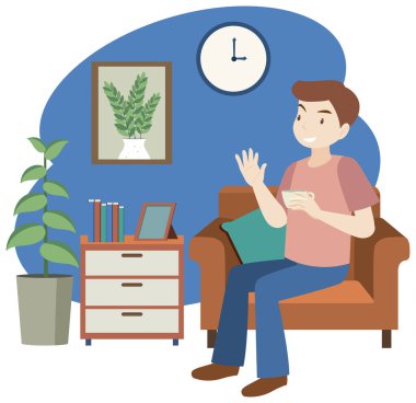 Ev tasarımında düz tasarım illüstrasyonunda çalış