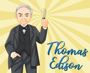 Çizgi film stilinde Thomas Edison 'un portresi