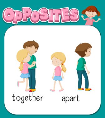 Birlikte ve ayrı illüstrasyon kelimeleri karşısında