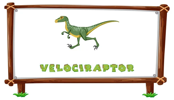 Šablona Rámu Dinosaury Návrh Textového Velociraptoru Uvnitř Ilustrace — Stockový vektor