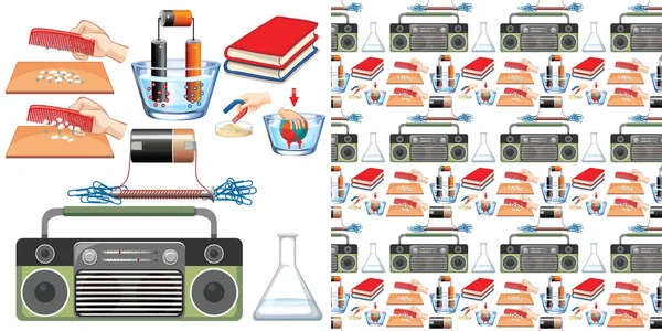 Fondo Sin Fisuras Con Ilustración Herramientas Científicas — Archivo Imágenes Vectoriales