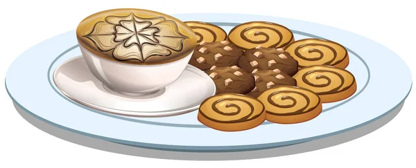 Cookies Coffee Plate Illustration — Stock Vector