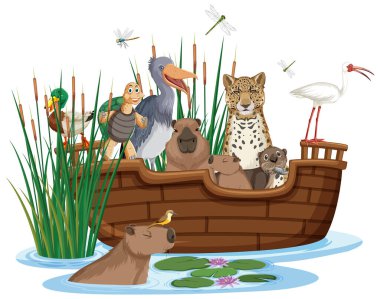 Teknede bir sürü hayvan var.