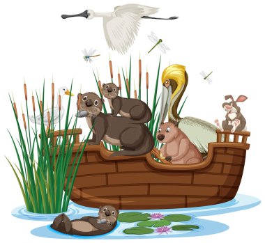 Teknede bir sürü hayvan var.