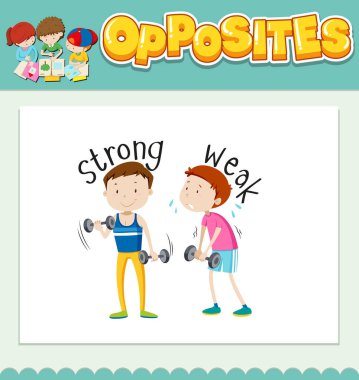 Sözler için güçlü ve zayıf illüstrasyon karşısında