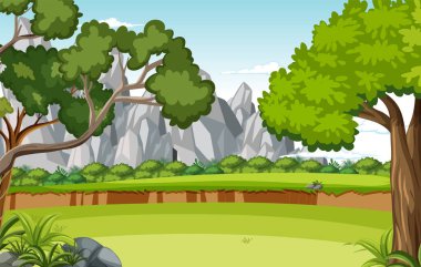 Ağaçlı ve resimli doğa sahnesi